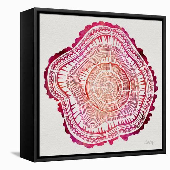 Tree Rings in Pink-Cat Coquillette-Framed Stretched Canvas