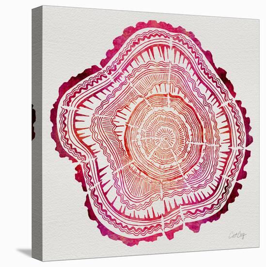 Tree Rings in Pink-Cat Coquillette-Stretched Canvas