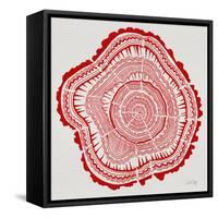 Tree Rings in Red-Cat Coquillette-Framed Stretched Canvas