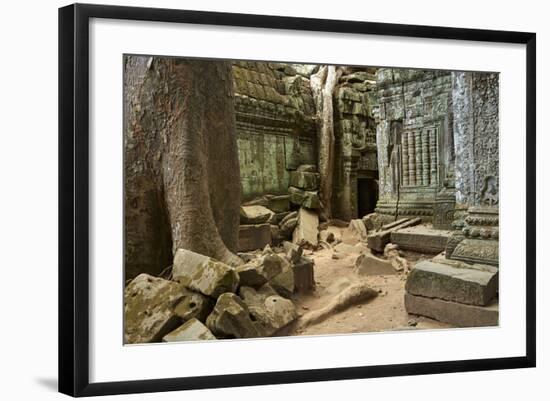 Tree Roots Growing over Ta Prohm Temple Ruins, Angkor World Heritage Site, Siem Reap, Cambodia-David Wall-Framed Photographic Print