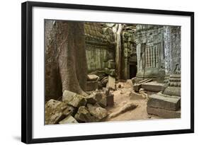 Tree Roots Growing over Ta Prohm Temple Ruins, Angkor World Heritage Site, Siem Reap, Cambodia-David Wall-Framed Photographic Print