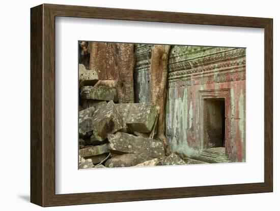 Tree Roots Growing over Ta Prohm Temple Ruins, Angkor World Heritage Site, Siem Reap, Cambodia-David Wall-Framed Photographic Print