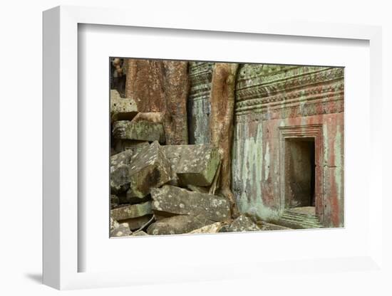 Tree Roots Growing over Ta Prohm Temple Ruins, Angkor World Heritage Site, Siem Reap, Cambodia-David Wall-Framed Photographic Print