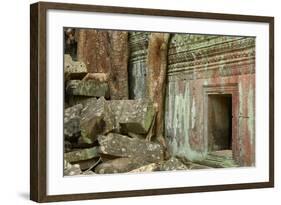 Tree Roots Growing over Ta Prohm Temple Ruins, Angkor World Heritage Site, Siem Reap, Cambodia-David Wall-Framed Photographic Print