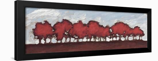 Tree Row Sunset In Red-Dan Meneely-Framed Art Print