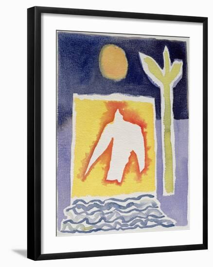 Tree, Sun and Rising Bird, 1989-Peter Davidson-Framed Premium Giclee Print