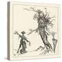 Tree Talks to Scarecrow-Arthur Rackham-Stretched Canvas