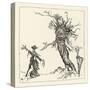 Tree Talks to Scarecrow-Arthur Rackham-Stretched Canvas