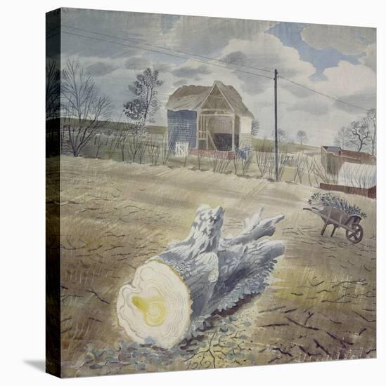 Tree Trunk and Wheelbarrow-Eric Ravilious-Stretched Canvas