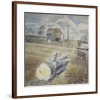 Tree Trunk and Wheelbarrow-Eric Ravilious-Framed Giclee Print