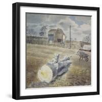 Tree Trunk and Wheelbarrow-Eric Ravilious-Framed Giclee Print