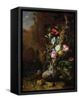 Tree Trunk Surrounded by Flowers, Butterflies and Animals, 1685-Rachel Ruysch-Framed Stretched Canvas