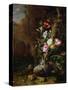 Tree Trunk Surrounded by Flowers, Butterflies and Animals, 1685-Rachel Ruysch-Stretched Canvas