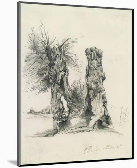 Tree Trunks at La Mare au Clerc-Claude Monet-Mounted Premium Giclee Print