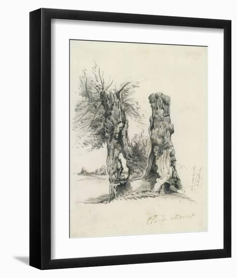 Tree Trunks at La Mare au Clerc-Claude Monet-Framed Premium Giclee Print