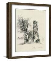 Tree Trunks at La Mare au Clerc-Claude Monet-Framed Premium Giclee Print