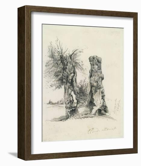 Tree Trunks at La Mare au Clerc-Claude Monet-Framed Premium Giclee Print