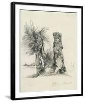 Tree Trunks at La Mare au Clerc-Claude Monet-Framed Premium Giclee Print