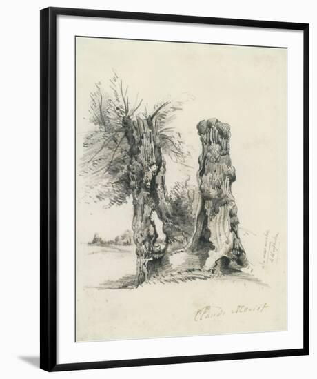 Tree Trunks at La Mare au Clerc-Claude Monet-Framed Premium Giclee Print