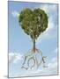 Tree with Foliage in the Shape of a Heart with Roots as Text Love-null-Mounted Art Print