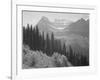 Trees And Bushes In Foreground Mountains In Bkgd "In Glacier National Park" Montana. 1933-1942-Ansel Adams-Framed Art Print