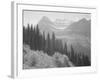 Trees And Bushes In Foreground Mountains In Bkgd "In Glacier National Park" Montana. 1933-1942-Ansel Adams-Framed Art Print