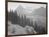 Trees And Bushes In Foreground Mountains In Bkgd "In Glacier National Park" Montana. 1933-1942-Ansel Adams-Framed Art Print