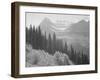 Trees And Bushes In Foreground Mountains In Bkgd "In Glacier National Park" Montana. 1933-1942-Ansel Adams-Framed Art Print