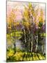 Trees And Bushes On The Bank Of The River-balaikin2009-Mounted Art Print