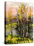 Trees And Bushes On The Bank Of The River-balaikin2009-Stretched Canvas