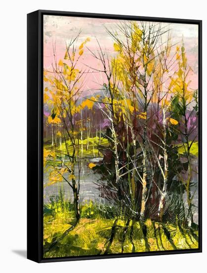 Trees And Bushes On The Bank Of The River-balaikin2009-Framed Stretched Canvas