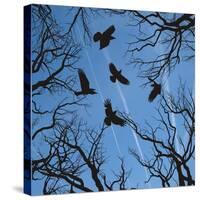Trees and Crows Flying in the Sky-Gepard-Stretched Canvas