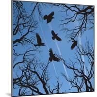 Trees and Crows Flying in the Sky-Gepard-Mounted Art Print