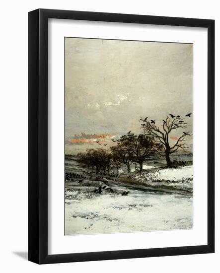 Trees and Crows, from Winter, Called Snow (L'Hiver, Dit La Neige), 1873 (Detail)-Charles-Francois Daubigny-Framed Giclee Print