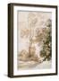 Trees and Deer, after Claude, 1825 (Pen and Ink with Wash on Paper)-John Constable-Framed Giclee Print