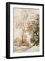 Trees and Deer, after Claude, 1825 (Pen and Ink with Wash on Paper)-John Constable-Framed Giclee Print