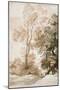 Trees and Deer, after Claude, 1825 (Pen and Ink with Wash on Paper)-John Constable-Mounted Giclee Print