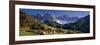 Trees and Farmhouses in a Field with Mountains in the Background, Santa Maddalena, Funes Valley-null-Framed Photographic Print