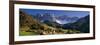 Trees and Farmhouses in a Field with Mountains in the Background, Santa Maddalena, Funes Valley-null-Framed Photographic Print