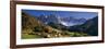 Trees and Farmhouses in a Field with Mountains in the Background, Santa Maddalena, Funes Valley-null-Framed Photographic Print