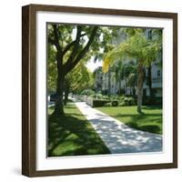 Trees and Grass Along Sidewalk, Beverly Hills, Los Angeles, California, USA-David Lomax-Framed Photographic Print