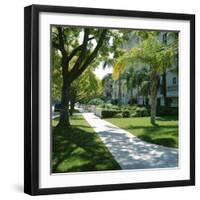 Trees and Grass Along Sidewalk, Beverly Hills, Los Angeles, California, USA-David Lomax-Framed Photographic Print