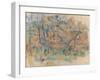 Trees and Houses, Provence, C.1885 (Oil on Canvas)-Paul Cezanne-Framed Giclee Print