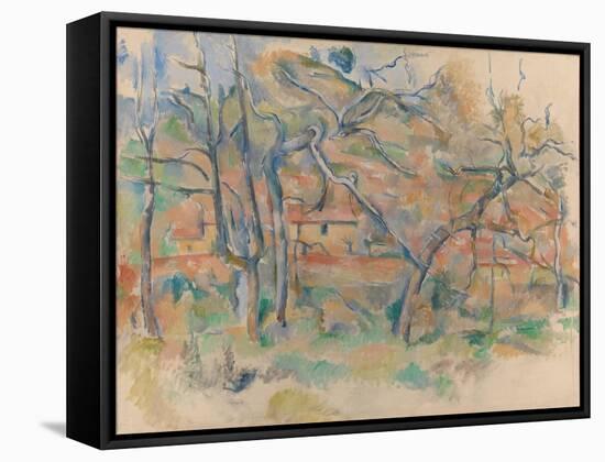 Trees and Houses, Provence-Paul Cézanne-Framed Stretched Canvas