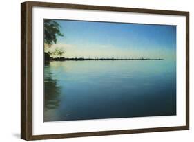 Trees And Pier On Sea At Dusk-Anthony Paladino-Framed Giclee Print