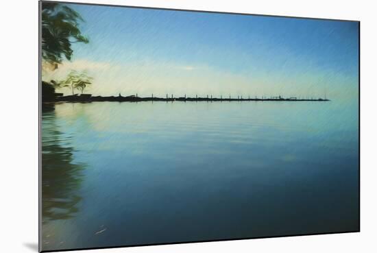 Trees And Pier On Sea At Dusk-Anthony Paladino-Mounted Giclee Print