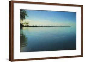 Trees And Pier On Sea At Dusk-Anthony Paladino-Framed Giclee Print