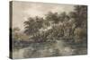 Trees and Ponds Near Bromley, Kent, C.1798 (W/C over Pencil with Bodycolour on Paper)-Thomas Girtin-Stretched Canvas