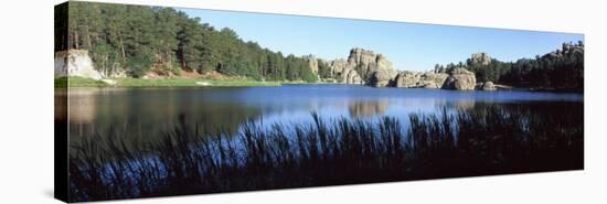 Trees around Lake, Sylvan Lake, Black Hills, Custer State Park, Custer County, South Dakota, USA-null-Stretched Canvas