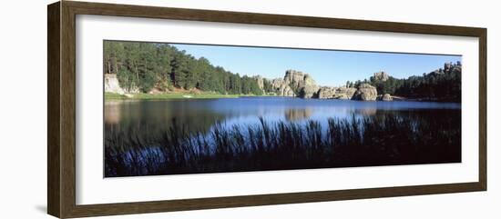 Trees around Lake, Sylvan Lake, Black Hills, Custer State Park, Custer County, South Dakota, USA-null-Framed Photographic Print